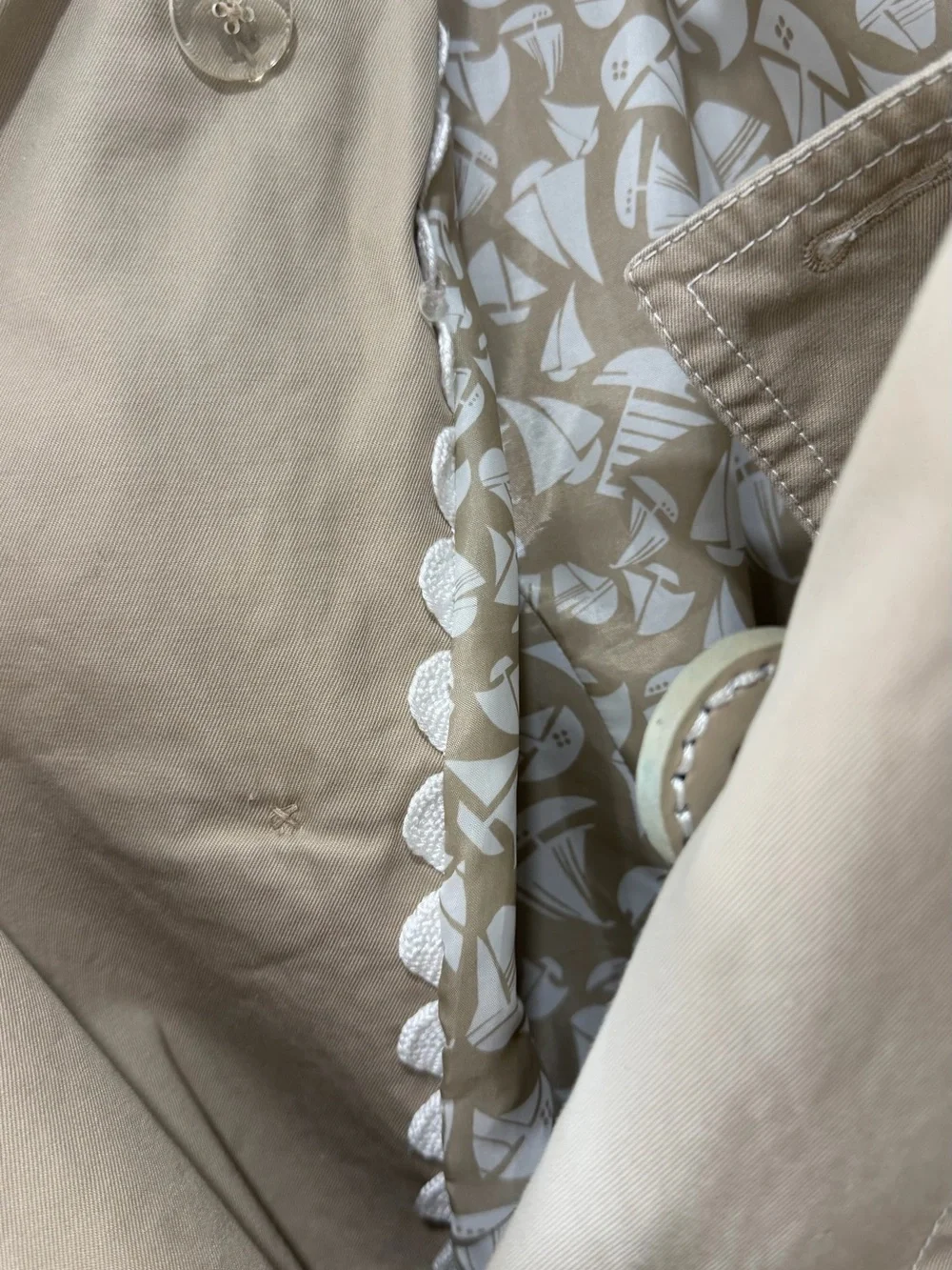 Liz Claiborne Tan Double-Breasted Belted Trench Jacket